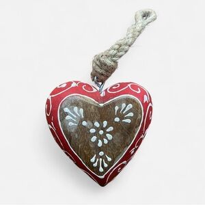 Wooden heart Christmas tree ornament